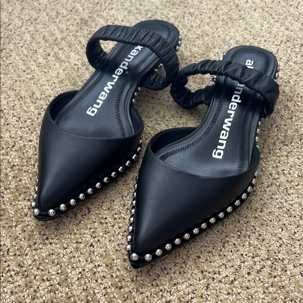 Alexander Wang Black Mules with Silver studs
